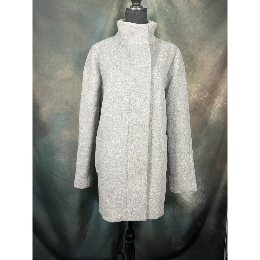 J.Crew Funnel Neck Asymmetric Zip Wool Blend Coat Heather Grey Womens 18